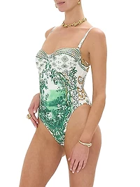 Printed Ruched One-Piece Swimsuit