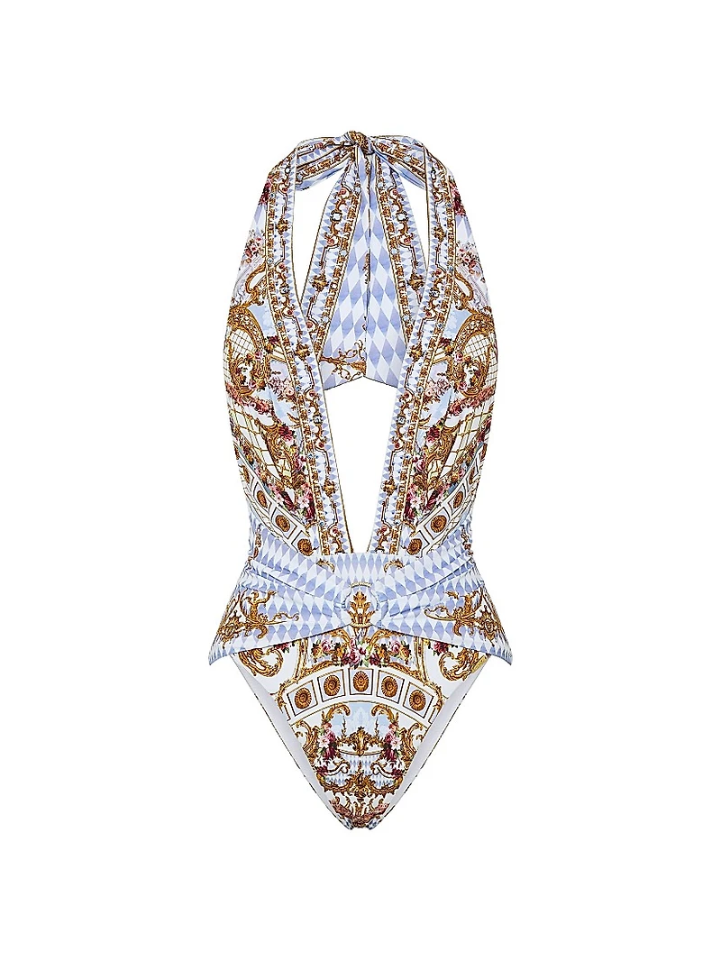 Plunging Halterneck One-Piece Swimsuit