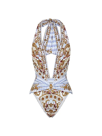 Plunging Halterneck One-Piece Swimsuit