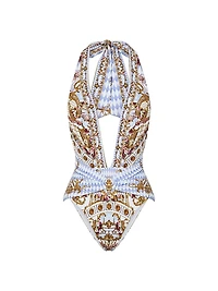 Plunging Halterneck One-Piece Swimsuit