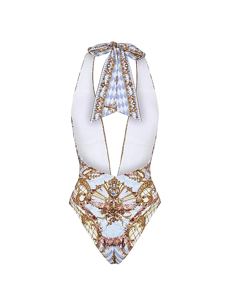 Plunging Halterneck One-Piece Swimsuit