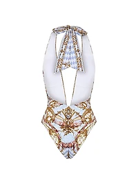 Plunging Halterneck One-Piece Swimsuit