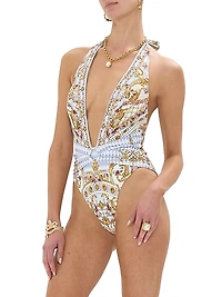 Plunging Halterneck One-Piece Swimsuit