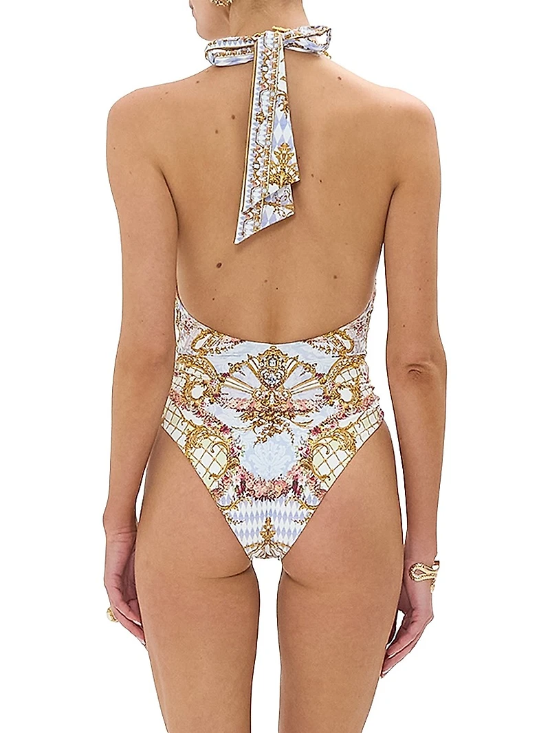 Plunging Halterneck One-Piece Swimsuit