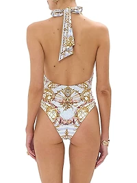 Plunging Halterneck One-Piece Swimsuit