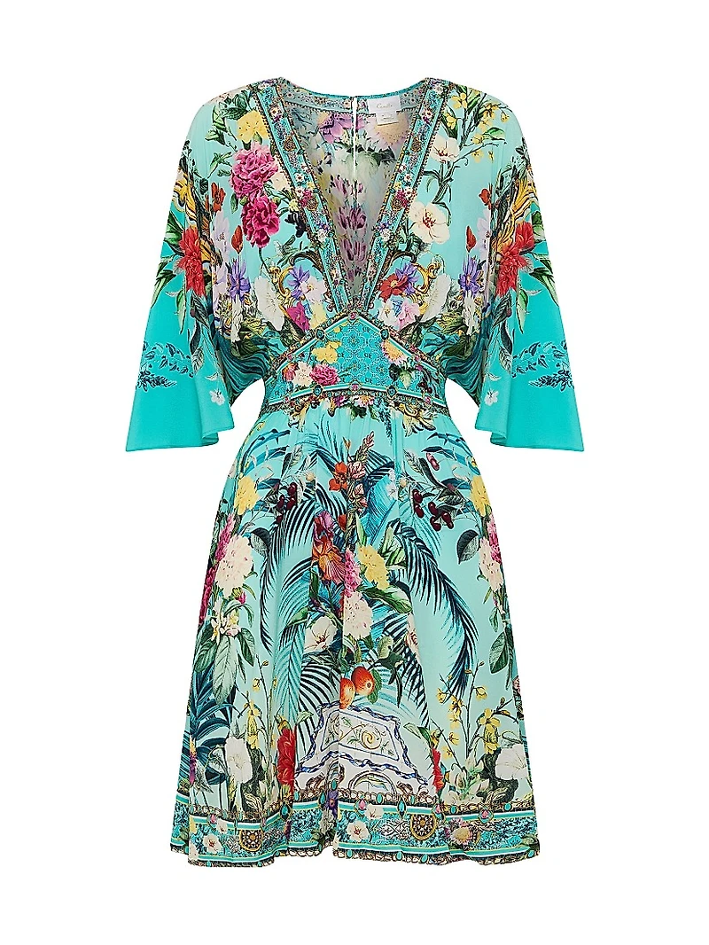 Empire-Waist Silk Minidress