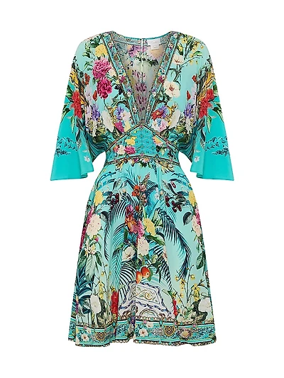 Empire-Waist Silk Minidress