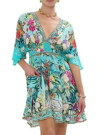 Empire-Waist Silk Minidress
