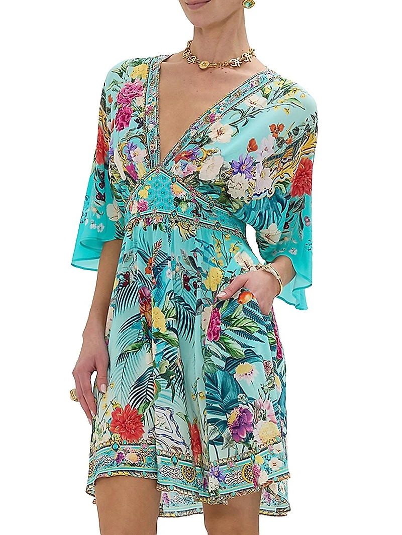 Empire-Waist Silk Minidress