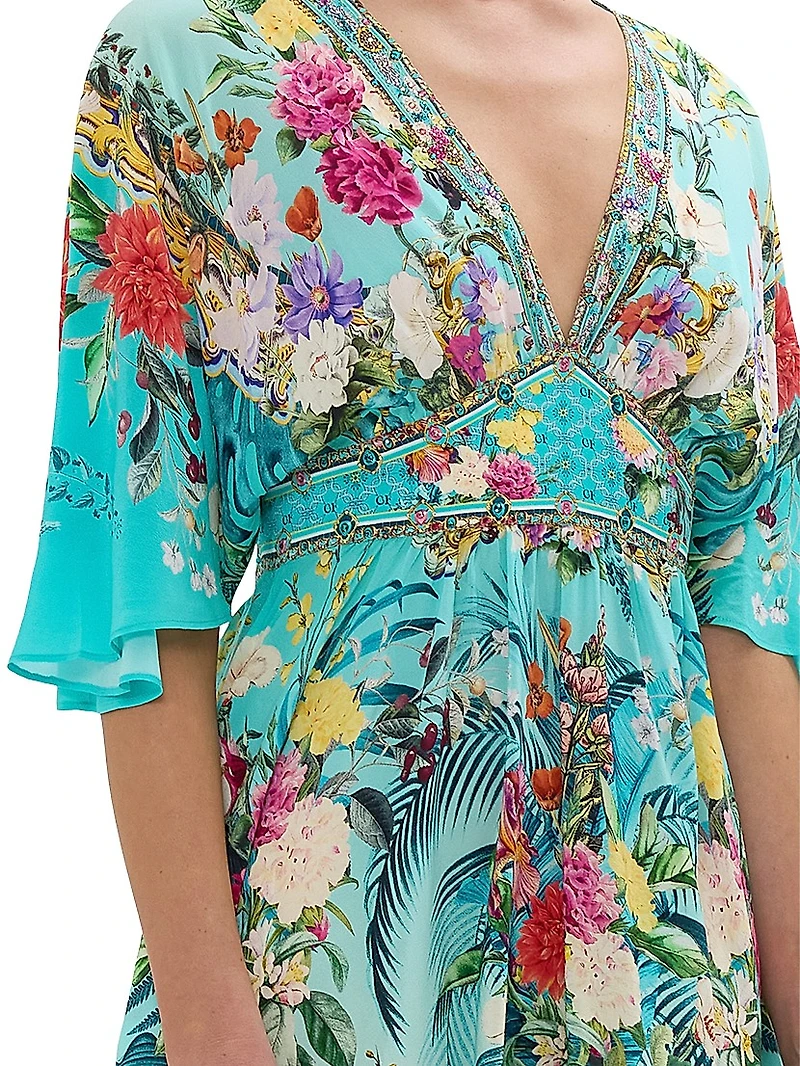 Empire-Waist Silk Minidress