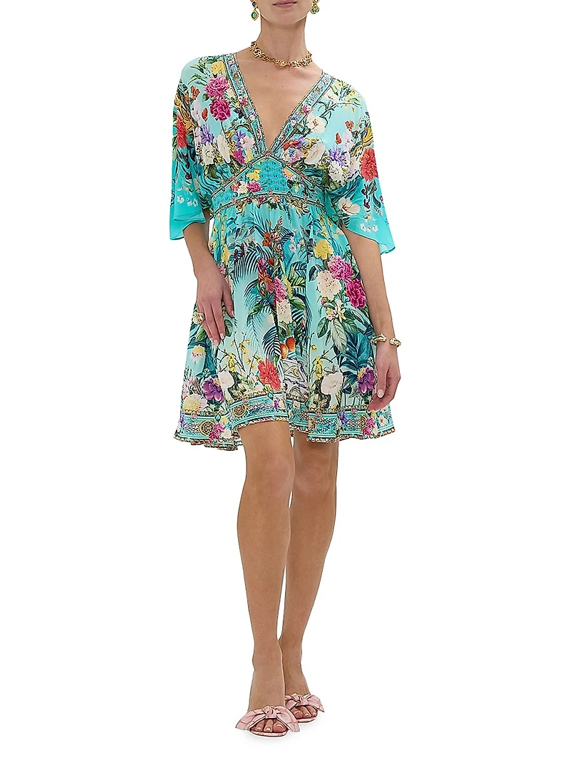 Empire-Waist Silk Minidress