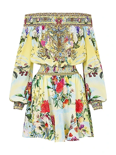 Flor Fantástica Silk Off-the-Shoulder Minidress