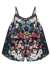 Drop-Shoulder Silk Romper