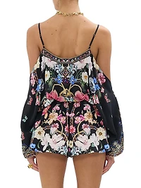 Drop-Shoulder Silk Romper