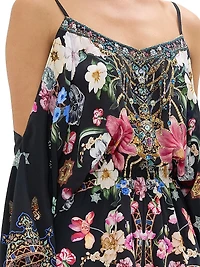 Drop-Shoulder Silk Romper