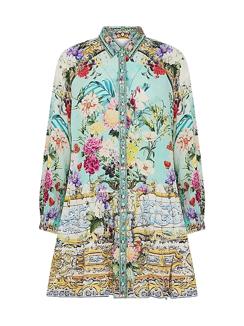 Tiered Linen Minidress