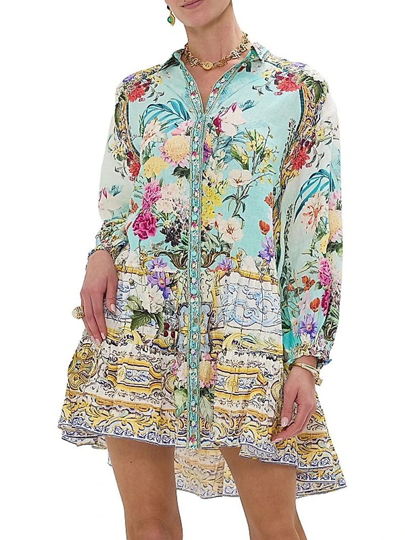 Tiered Linen Minidress
