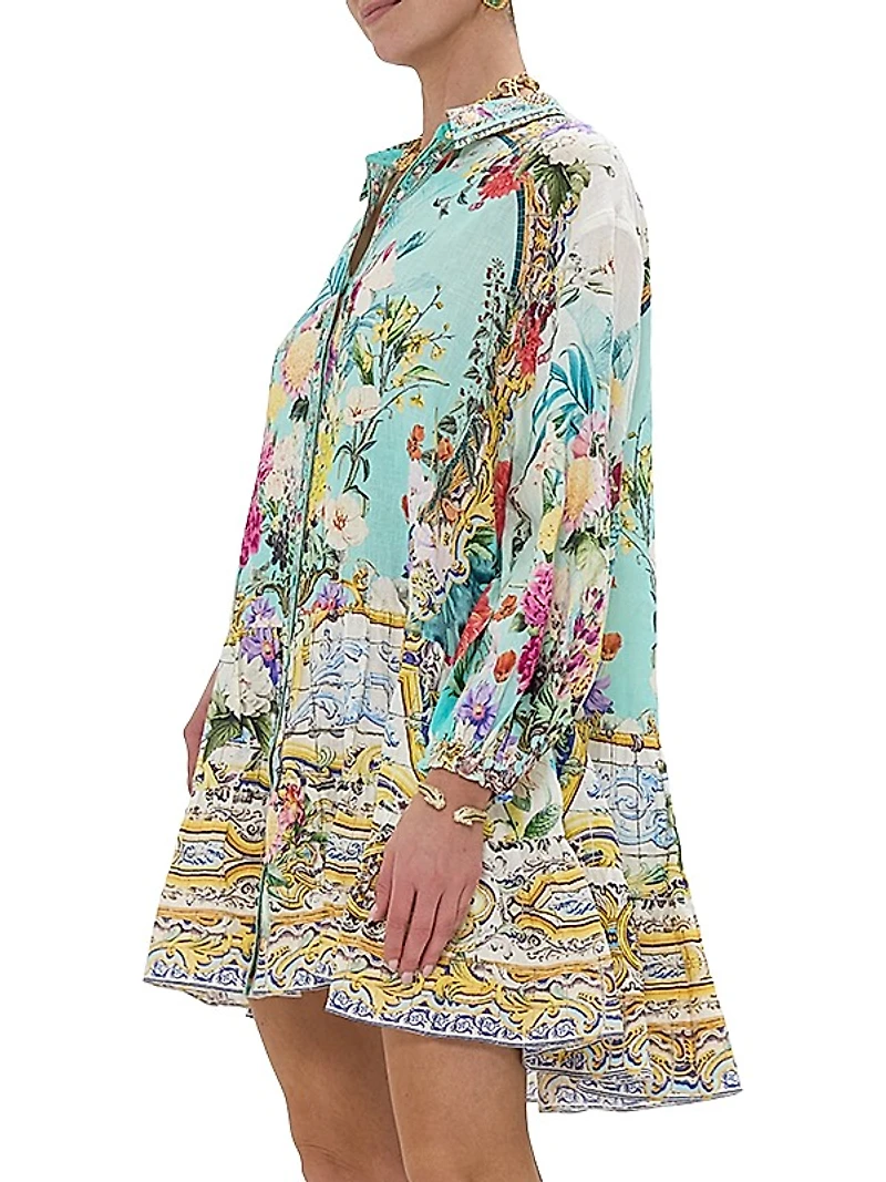 Tiered Linen Minidress
