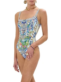 Squareneck Underwire One-Piece Swimsuit