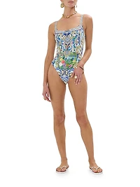 Squareneck Underwire One-Piece Swimsuit