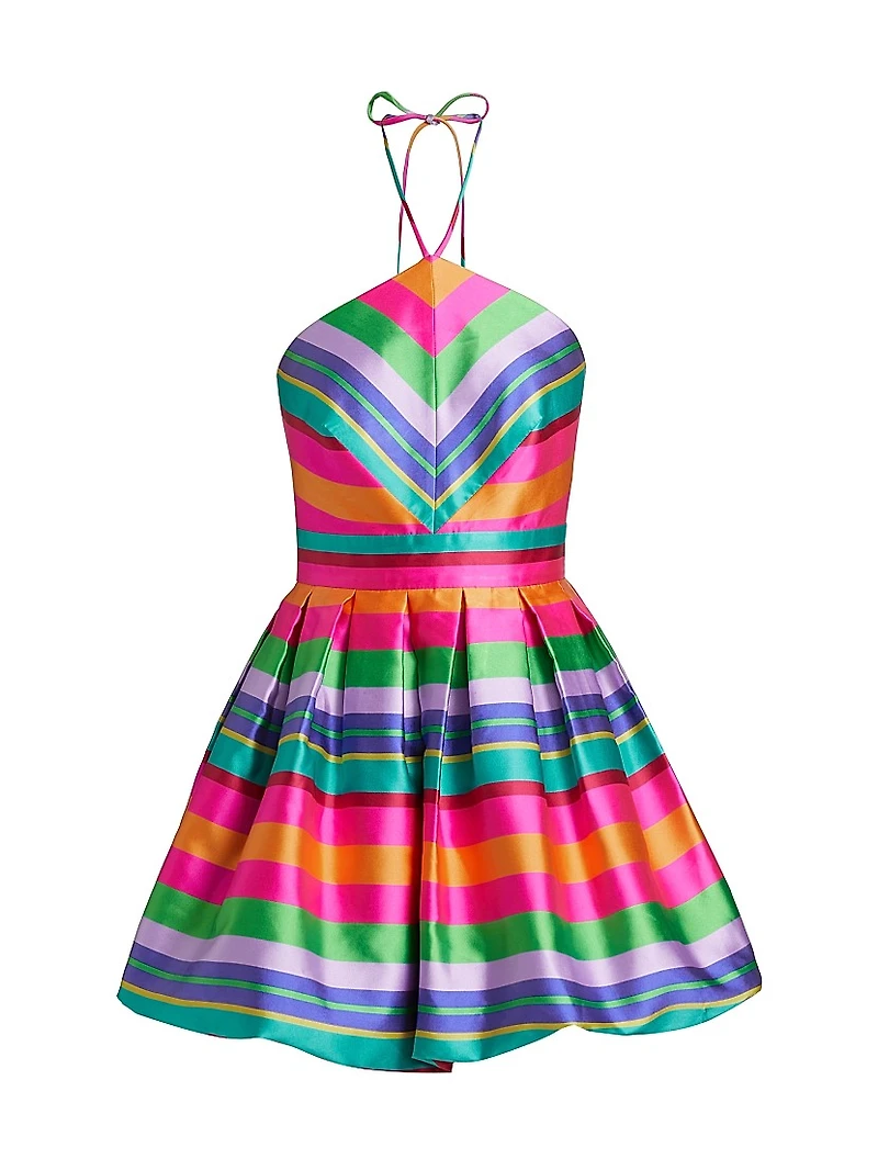 Joey Striped Satin Fit & Flare Minidress