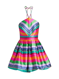 Joey Striped Satin Fit & Flare Minidress