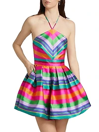 Joey Striped Satin Fit & Flare Minidress