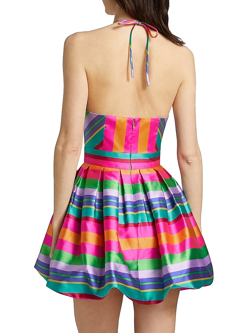 Joey Striped Satin Fit & Flare Minidress