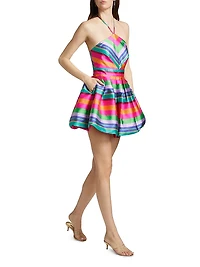 Joey Striped Satin Fit & Flare Minidress