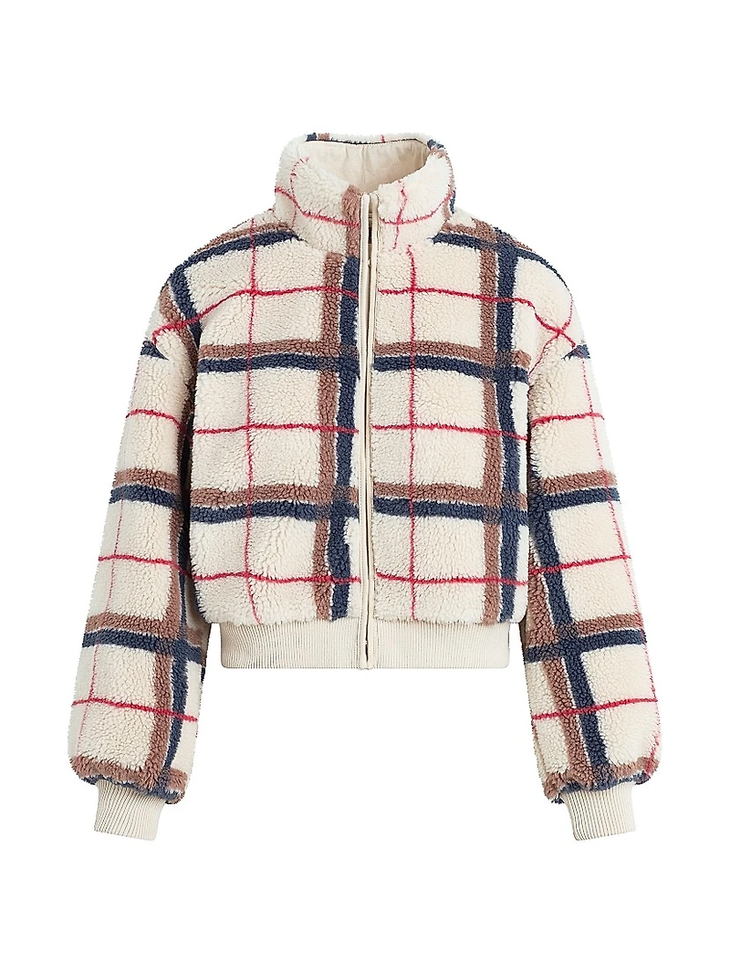 Plaid Hook & Eye Sherpa Jacket