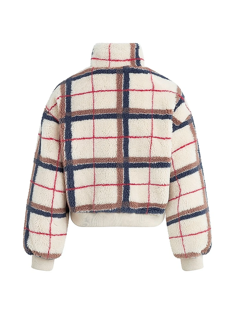 Plaid Hook & Eye Sherpa Jacket