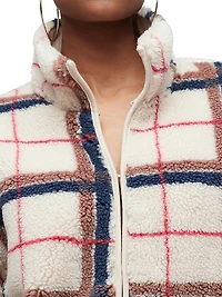 Plaid Hook & Eye Sherpa Jacket