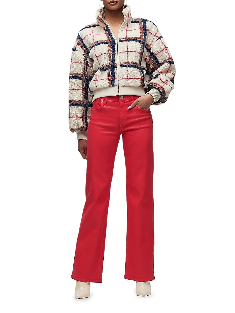 Plaid Hook & Eye Sherpa Jacket