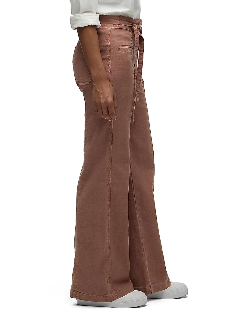 Tie-Waist Pintucked Trouser Pants