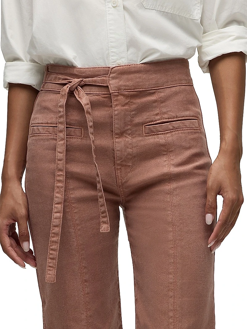 Tie-Waist Pintucked Trouser Pants