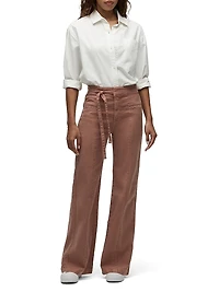 Tie-Waist Pintucked Trouser Pants