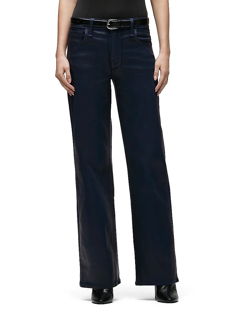 Rosie Waxed High-Rise Wide-Leg Jeans