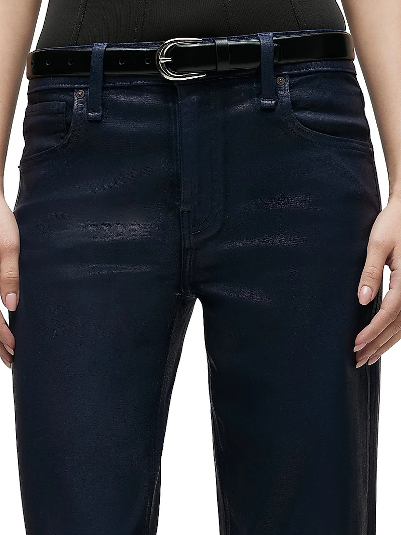 Rosie Waxed High-Rise Wide-Leg Jeans