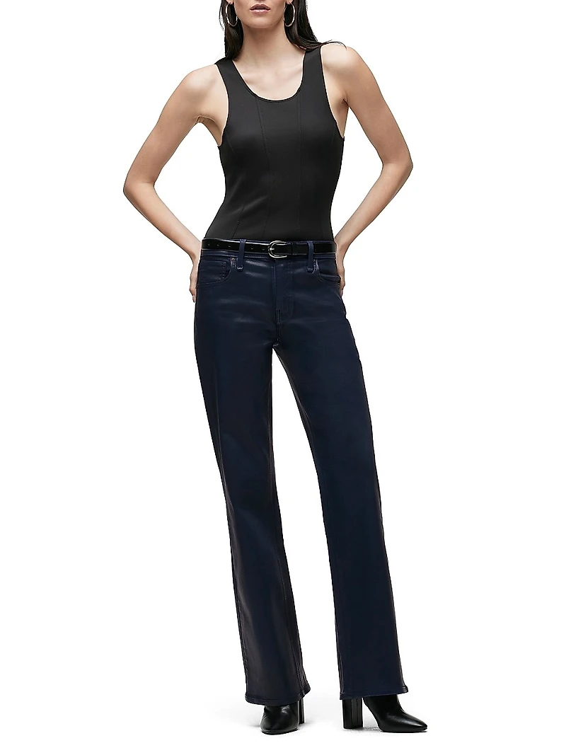 Rosie Waxed High-Rise Wide-Leg Jeans