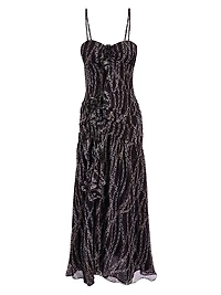 Mira Chain-Print Silk Midi Dress