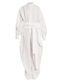 Belted Textured Batwing Jumpsuit