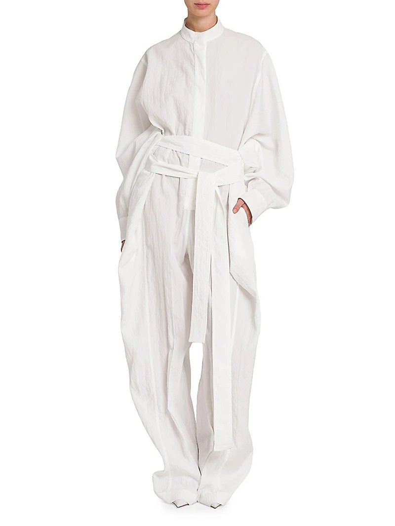 Belted Textured Batwing Jumpsuit