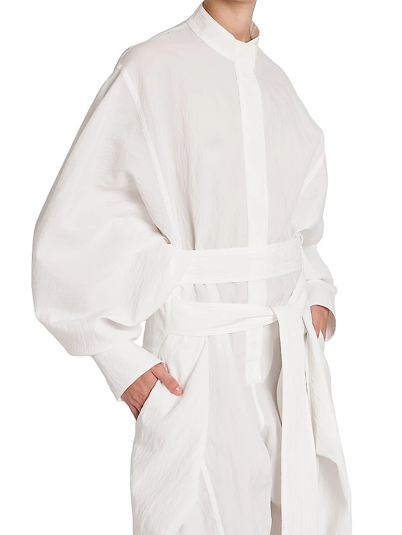 Belted Textured Batwing Jumpsuit