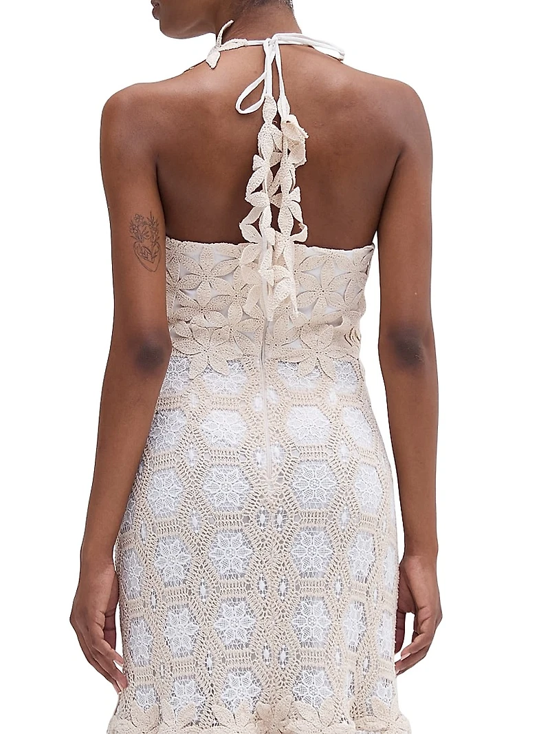 Crochet Halter Midi-Dress