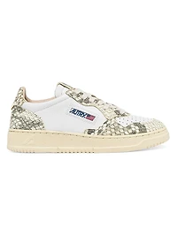 Medalist Snake-Embossed Leather Sneakers