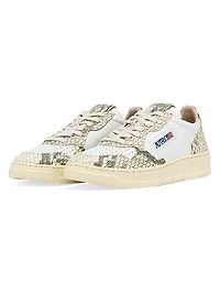 Medalist Snake-Embossed Leather Sneakers