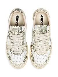 Medalist Snake-Embossed Leather Sneakers