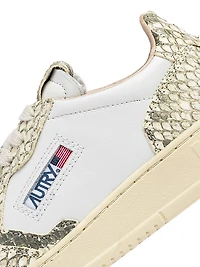 Medalist Snake-Embossed Leather Sneakers
