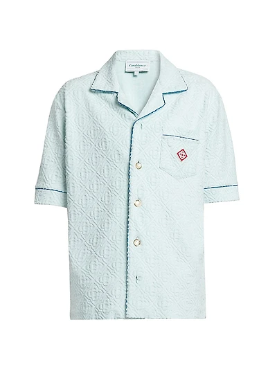 Monogrammmed Textured Terry Imitation Pearl Shirt