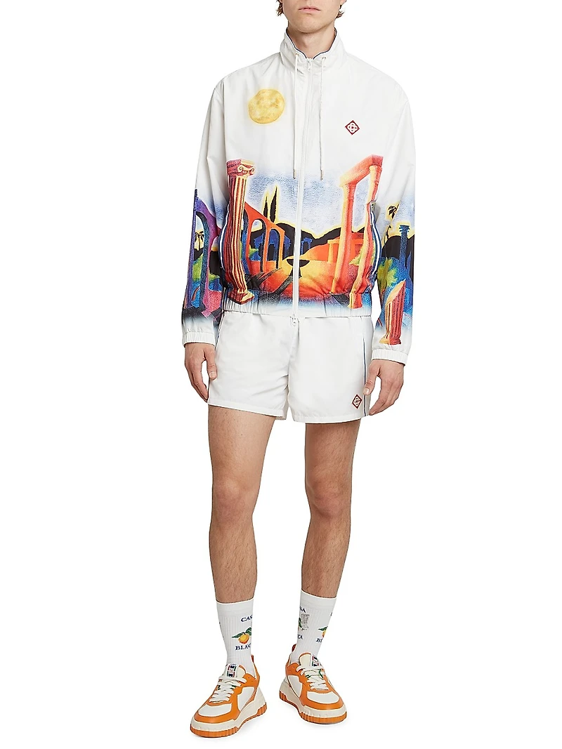 Printed Windbreaker Jacket